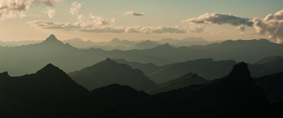 Tête des Toillies et Pic de Rochebrune dans le couchant