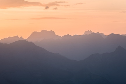 Au coucher du soleil entre le col des Houerts et la Pointe d'Escreins