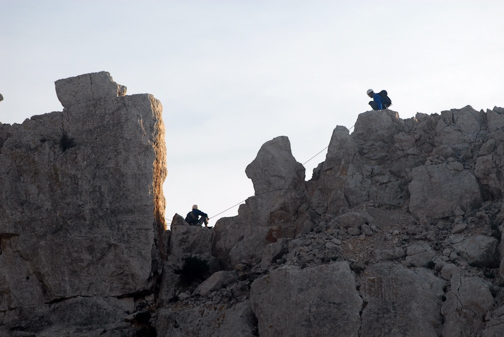 Grimpeur à la sortie de l'arête de Marseille